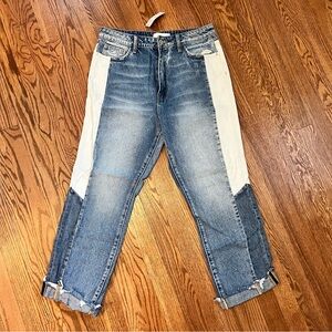 Vervet Cropped Patchwork Jean - Light Wash & White / Size 29